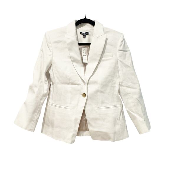 J. Crew Women's Alexandra Blazer in Stretch Linen Blend White Size 6 Petie NWT - Picture 5 of 10